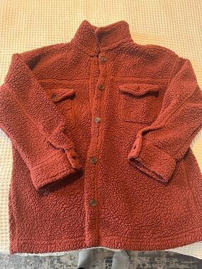 32 Degrees Rust Red Sherpa Button-Front Coat